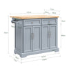 Carrinho de cozinha SoBuy FKW71-II-HG com rodas, 2 gavetas, 4 portas, cinzento