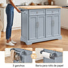Carrinho de cozinha SoBuy FKW71-II-HG com rodas, 2 gavetas, 4 portas, cinzento