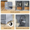Carrinho de cozinha SoBuy FKW71-II-HG com rodas, 2 gavetas, 4 portas, cinzento