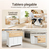 SoBuy FKW71-III-WN Isla de Cocina con ruedas 2 cajones y 4 Puertas Blanco 115x(46-71)x92cm