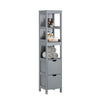 Armário de casa de banho alto SoBuy FRG126-SG com 3 prateleiras e 2 gavetas cinzento