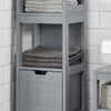 Armário de casa de banho alto SoBuy FRG126-SG com 3 prateleiras e 2 gavetas cinzento