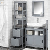Armário de casa de banho alto SoBuy FRG126-SG com 3 prateleiras e 2 gavetas cinzento