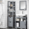 Armário de casa de banho alto SoBuy FRG126-SG com 3 prateleiras e 2 gavetas cinzento