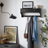 SoBuy FRG178-SCH Estantería moderna de pared con 5 ganchos y 2 cajones 60 x 15 x 27 cm