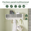 SoBuy FRG282-W Perchero con 5 Ganchos y 3 cajones Blanco y Gris