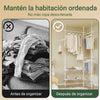 SoBuy FRG34-II-W Perchero Telescópico de Ropa con 3 barras y 3 cestas Blanco