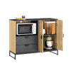 SoBuy FSB103-N Aparador de cozinha e sala com compartimento para micro-ondas (Ø6 cm) e prateleira em vidro, carvalho/preto