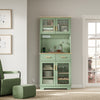 SoBuy FSB108-E-GR Alacena de Cocina Alta con 2 Tomas de Corriente y Puertos USB Verde 80x40x180 cm