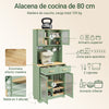 SoBuy FSB108-E-GR Alacena de Cocina Alta con 2 Tomas de Corriente y Puertos USB Verde 80x40x180 cm