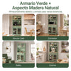 SoBuy FSB108-E-GR Alacena de Cocina Alta con 2 Tomas de Corriente y Puertos USB Verde 80x40x180 cm