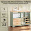 Preventa-SoBuy FSB81-GR Aparador Cocina para Microonda con 2 Puertas y 1 Compartimento Verde