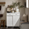 SoBuy FSB84-W Aparador recibidor con 2 cajones y 2 Puertas Blanco 80 x 40 x 85 cm