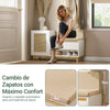 SoBuy FSR128-W Banco Zapatero con 2 Estantes 1 Cajón y 1 Puerta Beige Blanco