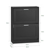 SoBuy FSR137-SCH Sapateira estreita com 2 abas 60 x 25 x 80 cm preta