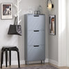 SoBuy FSR151-H-HG Sapateira estreita com 3 abas cinzenta