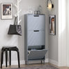 SoBuy FSR151-H-HG Sapateira estreita com 3 abas cinzenta