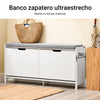 Banco de sapatos SoBuy FSR151-LW com 1 assento com aba, branco e cinzento
