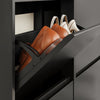 SoBuy FSR169-SCH Zapatero Estrecho 19cm con 4 Abatibles y 2 Cajones Negro