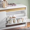 SoBuy FSR171-W Banco Zapatero con 2 Solapas para Entrada Dormitorio Blanco
