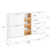 SoBuy FSR183-WN Zapatero con 4 Puertas y 3 Compartimentos Abiertos Blanco Madera