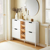 SoBuy FSR183-WN Zapatero con 4 Puertas y 3 Compartimentos Abiertos Blanco Madera