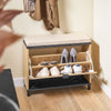 SoBuy FSR201-N Banco Zapatero con Asiento Abatible Negro+Madera 60x24x50cm