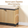 SoBuy FSR201-N Banco Zapatero con Asiento Abatible Negro+Madera 60x24x50cm