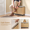 SoBuy FSR201-N Banco Zapatero con Asiento Abatible Negro+Madera 60x24x50cm