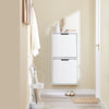 SoBuy FSR204-W Zapatero Estrecho de pared 19cm con 2 Puertas Blanco 50x19x100cm