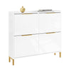 SoBuy FSR206-GW Sapateira estreita 19 cm Sapateira com 4 portas Corredor Branco 100x19x90 cm