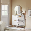 SoBuy FSR206-GW Sapateira estreita 19 cm Sapateira com 4 portas Corredor Branco 100x19x90 cm