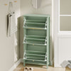SoBuy FSR222-GR Mueble Zapatero Estrecho de 3 Puertas con Mimbre Verde 62x25x121.5 cm