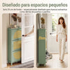 SoBuy FSR222-GR Mueble Zapatero Estrecho de 3 Puertas con Mimbre Verde 62x25x121.5 cm