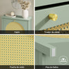 SoBuy FSR222-GR Mueble Zapatero Estrecho de 3 Puertas con Mimbre Verde 62x25x121.5 cm