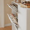 SoBuy FSR230-W Zapatero Estrecho con Puertas Abatibles Blanco 83x14x117.5 cm
