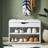 SoBuy FSR25-W Banco zapatero con asiento de PU Blanco