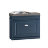 SoBuy FSR82-KB Banco para sapatos pequeno com 1 aba e 1 gaveta azul 60 x 24 x 52 cm