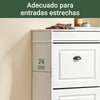 SoBuy FSR94-WG Sapateira estreita para entrada e corredor, 3 abas, madeira branca antiga