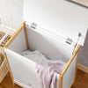 Armário de casa de banho SoBuy FSS66-WN com cesto para roupa suja, branco