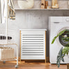 Armário de casa de banho SoBuy FSS66-WN com cesto para roupa suja, branco