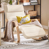Preventa-SoBuy FST16-W Sillón Mecedora Tumbona con Reposapios Ajustable Beige