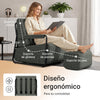 SoBuy FST99-DG Sillón Relax con reposapiés, Espuma 30D y Confort Gris Oscuro