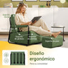 SoBuy FST99-SY Sillón de relax con reposapiés Butaca individual reclinable moderna verde 59x74x78 cm