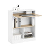 SoBuy FWT104-WN Mesa Escritorio Plegable con 3 Estantes Blanco y Natural
