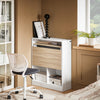 SoBuy FWT104-WN Mesa Escritorio Plegable con 3 Estantes Blanco y Natural