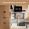 Mesa dobrável SoBuy FWT104-WN com 3 prateleiras de arrumação, branca e natural