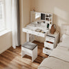 SoBuy FWT114-E-W Tocador con LED estación de Carga y Taburete Blanco 120x40x127cm