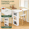 SoBuy FWT17-II-W Mesa Alta de Cocina Mesa de Bar con 3 Estantes Blanca 112 x 57 x 106 cm