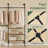 SoBuy KLS18-SCH Perchero de pared industrial con 3 barras y 3 estantes de MDF Negro